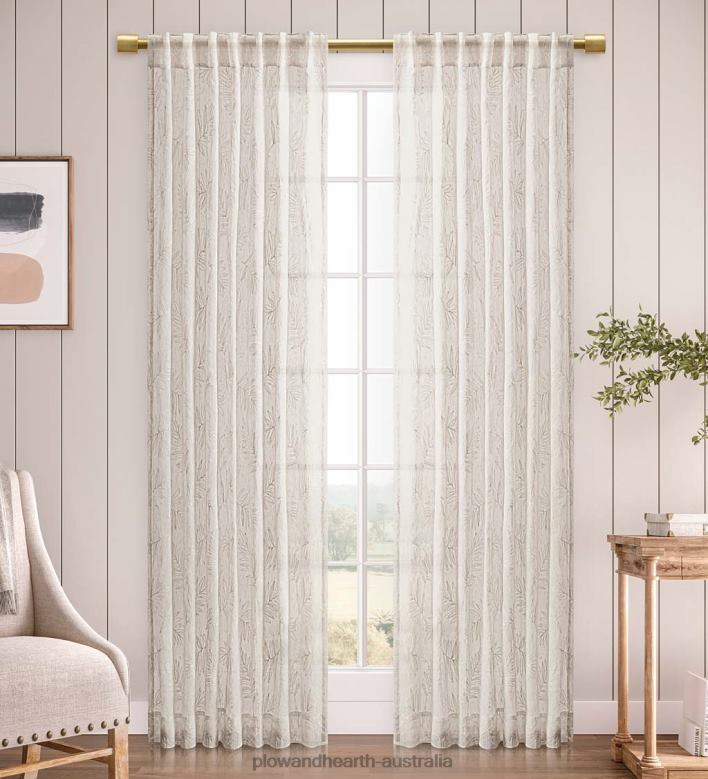 Plow & Hearth Sheer Leaf Curtains P22BD2610 Houseware