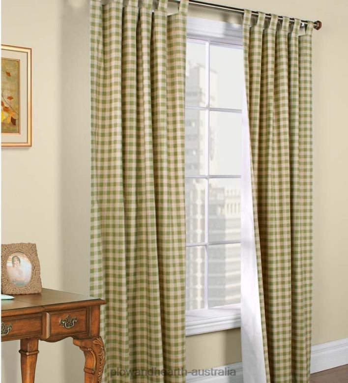 Plow & Hearth Thermalogic Check Tab-Top Valance Curtain, 15 L x 40 W - Sage P22BD3129 Houseware