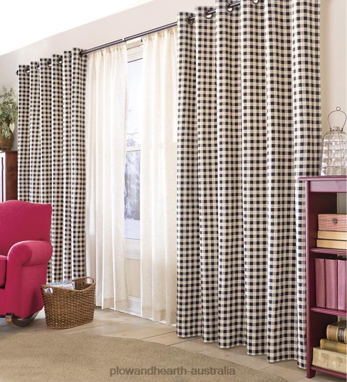 Plow & Hearth Thermalogic Energy Efficient Insulated Check Grommet-Top Curtain Pairs P22BD2555 Houseware