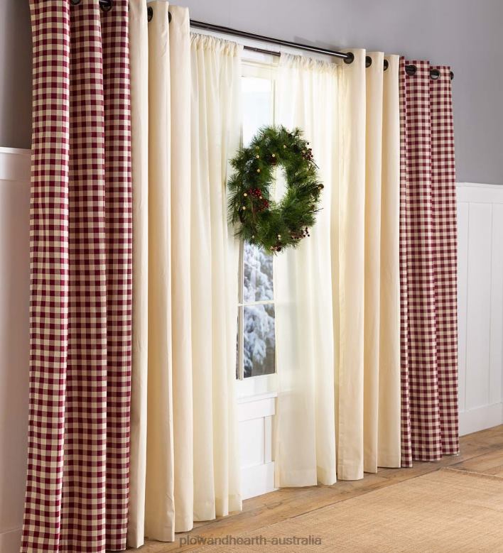 Plow & Hearth Thermalogic Energy Efficient Insulated Check Grommet-Top Curtain Pairs P22BD2555 Houseware