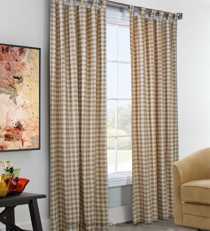 Plow & Hearth Thermalogic Energy Efficient Insulated Check Tab-Top Curtain Pairs P22BD2552 Houseware