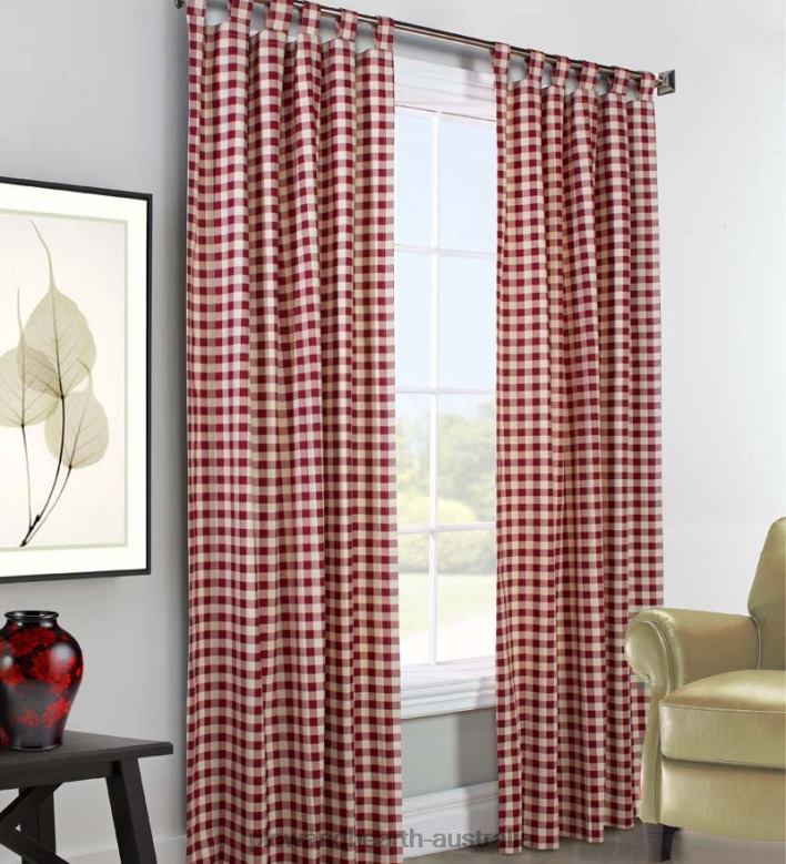 Plow & Hearth Thermalogic Energy Efficient Insulated Check Tab-Top Curtain Pairs P22BD2552 Houseware