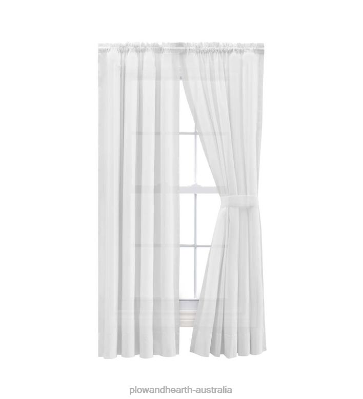 Plow & Hearth Tie Back Shadow Pleat Rod Pocket Curtains P22BD2587 Houseware