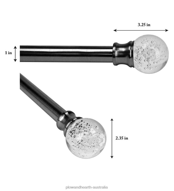 Plow & Hearth Lexington Adjustable Curtain Rod Set with Bubble Ball Resin Finial P22BD2645 Houseware