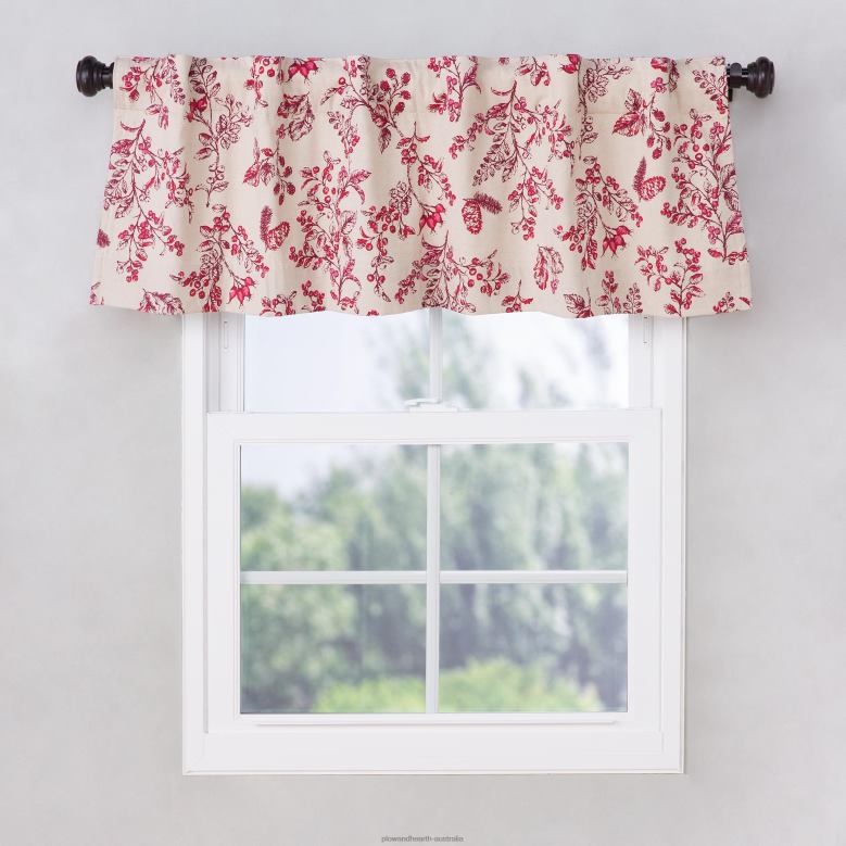 Plow & Hearth Botanical Toile Insulated Double-Lined Valance, 42 W x 14 L - Cranberry P22BD2620 Houseware