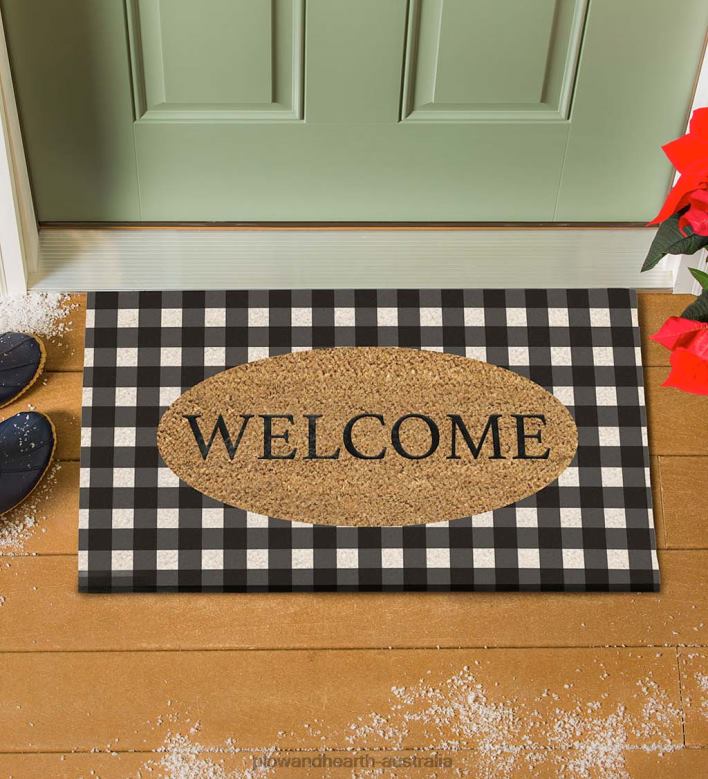 Plow & Hearth Buffalo Check Welcome Coir Mat P22BD1517 Rugs & Mats