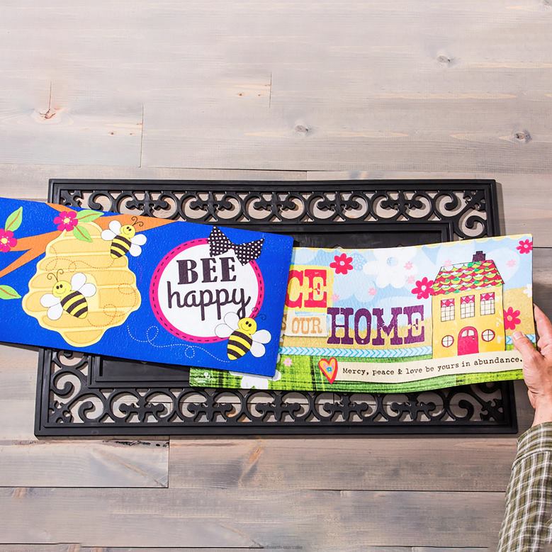 Plow & Hearth Indoor/Outdoor Fleur Scroll Sassafras Mat Tray P22BD1535 Rugs & Mats