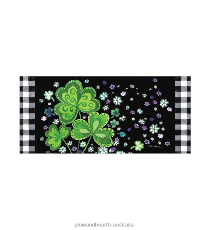 Plow & Hearth Shamrocks Buffalo Plaid Sassafras Switch Mat P22BD1934 Rugs & Mats