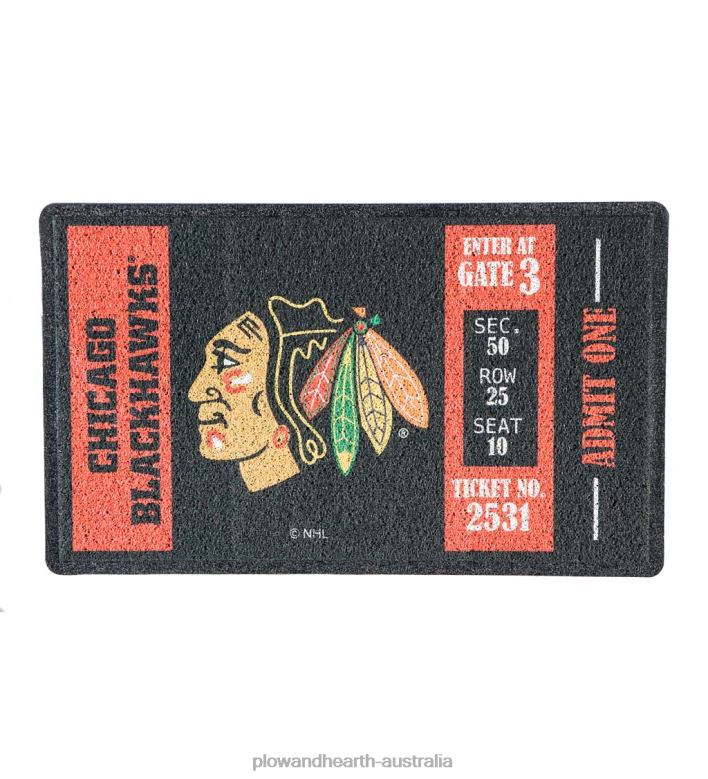 Plow & Hearth Team Turf Mat - Blackhawks P22BD1567 Rugs & Mats