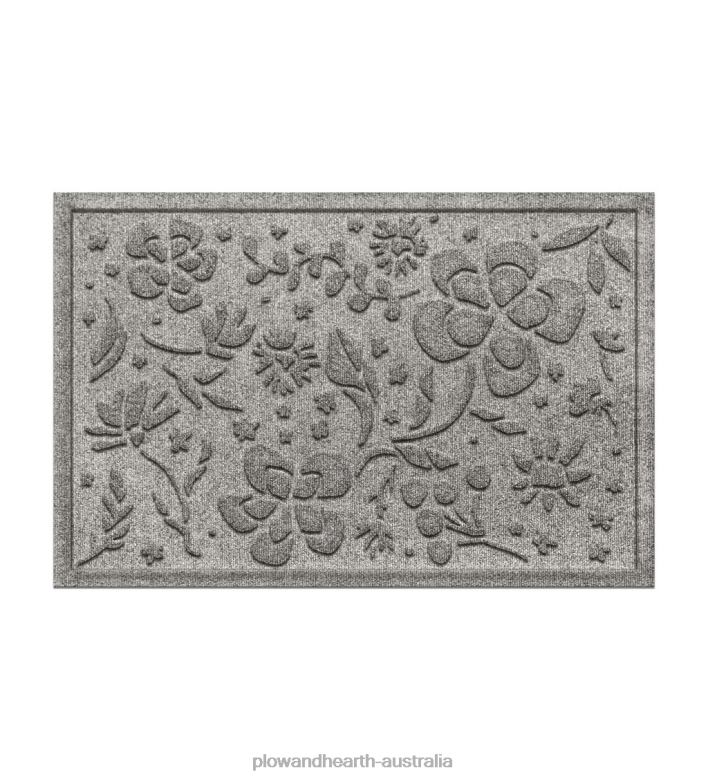 Plow & Hearth Waterhog Indoor/Outdoor Floral Doormat, 2' x 3' - Charcoal P22BD1319 Rugs & Mats