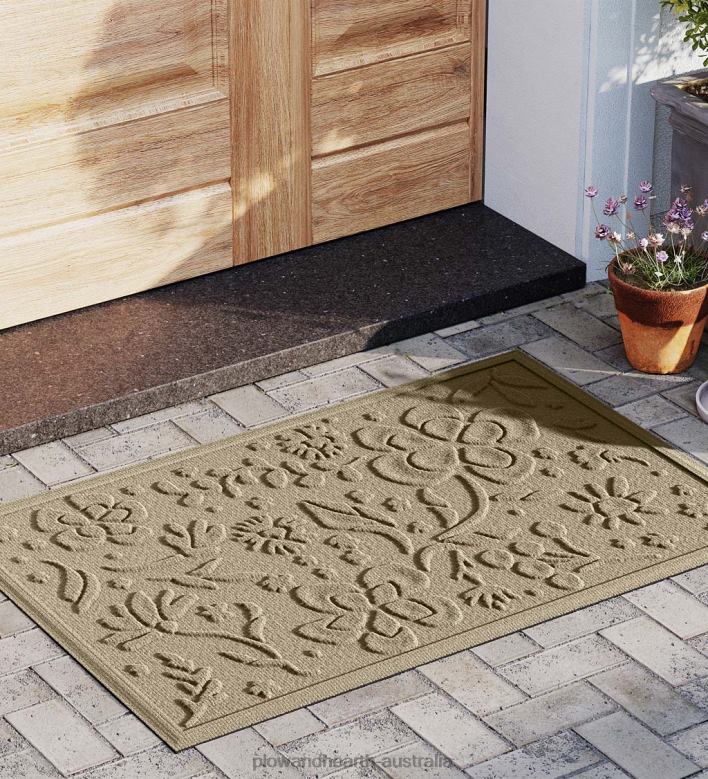 Plow & Hearth Waterhog Indoor/Outdoor Floral Doormat, 2' x 3' - Charcoal P22BD1319 Rugs & Mats