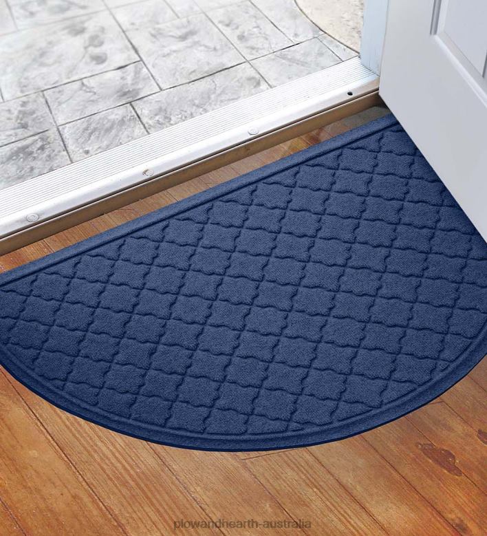 Plow & Hearth Waterhog Indoor/Outdoor Geometric Half-Round Doormat, 24x 39- Dark Brown P22BD1933 Rugs & Mats