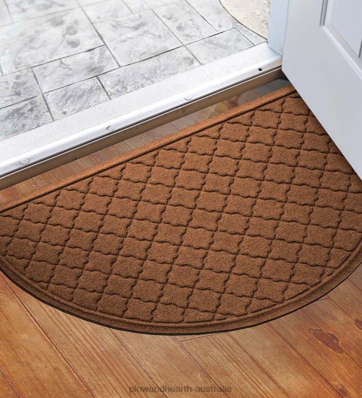 Plow & Hearth Waterhog Indoor/Outdoor Geometric Half-Round Doormat, 24x 39- Dark Brown P22BD1933 Rugs & Mats