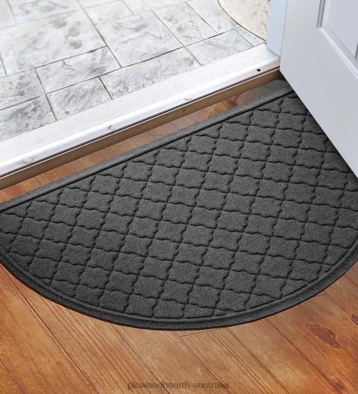 Plow & Hearth Waterhog Indoor/Outdoor Geometric Half-Round Doormat, 24x 39- Dark Brown P22BD1933 Rugs & Mats