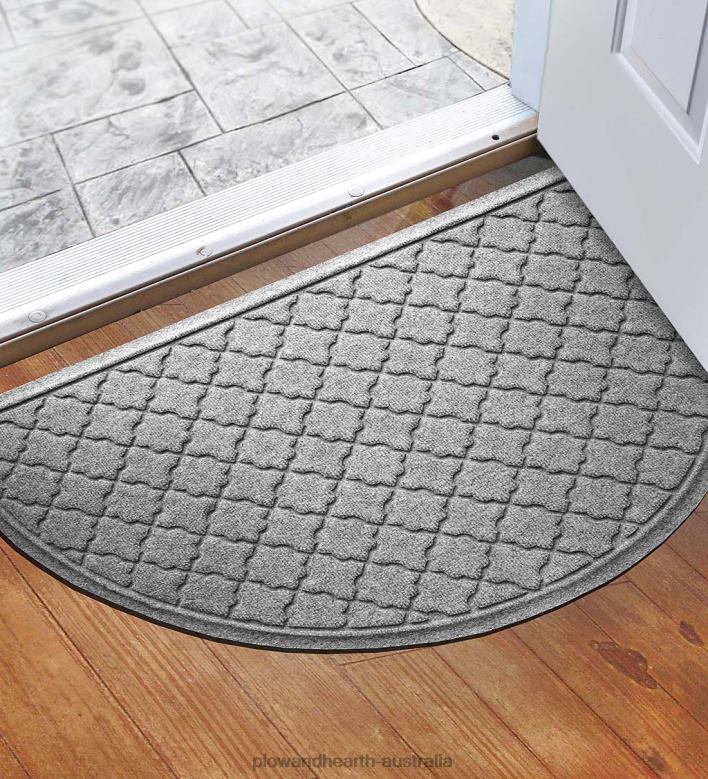 Plow & Hearth Waterhog Indoor/Outdoor Geometric Half-Round Doormat, 24x 39- Dark Brown P22BD1933 Rugs & Mats