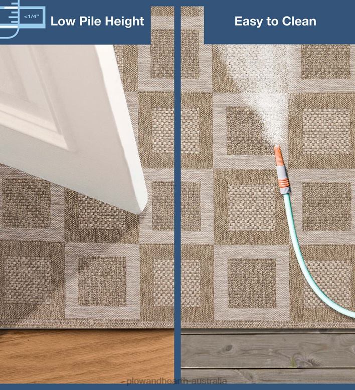 Plow & Hearth Indoor/Outdoor Beachcomber Squares Rug P22BD1808 Rugs & Mats