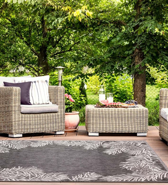 Plow & Hearth Indoor/Outdoor Pine Grove Border Rug P22BD1825 Rugs & Mats