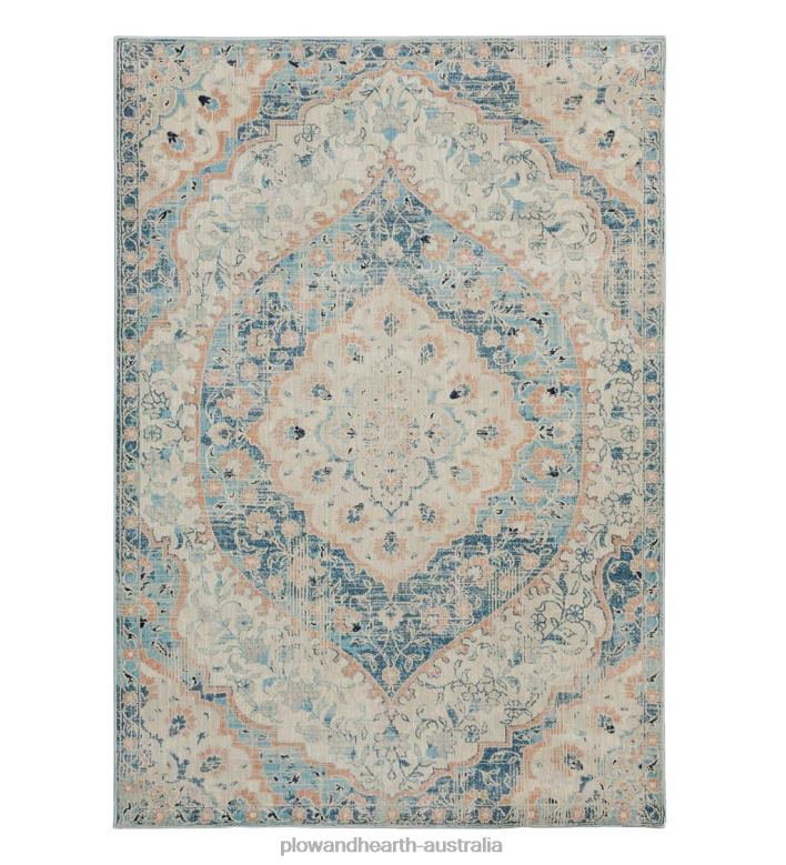 Plow & Hearth Silver City Damask Polypropylene Rug P22BD1879 Rugs & Mats