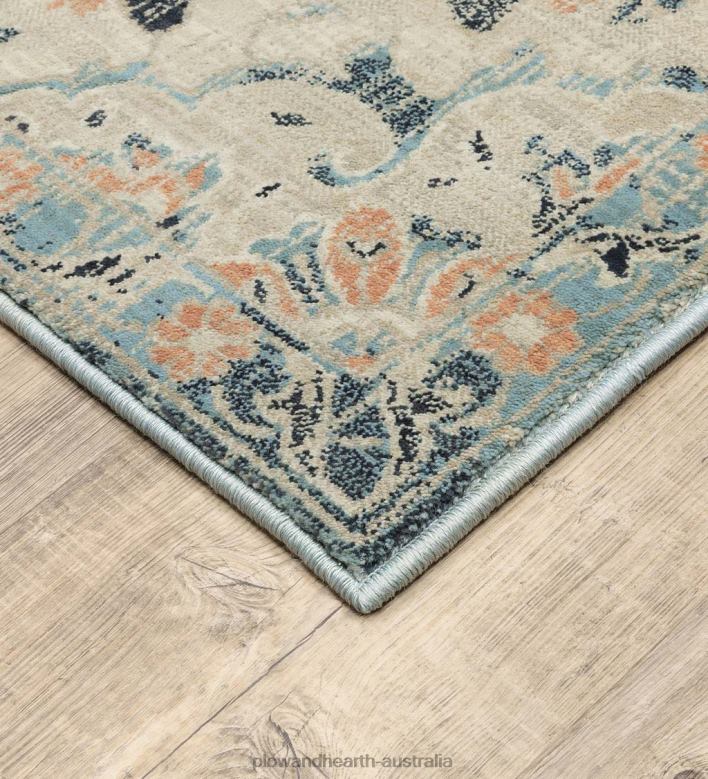 Plow & Hearth Silver City Damask Polypropylene Rug P22BD1879 Rugs & Mats