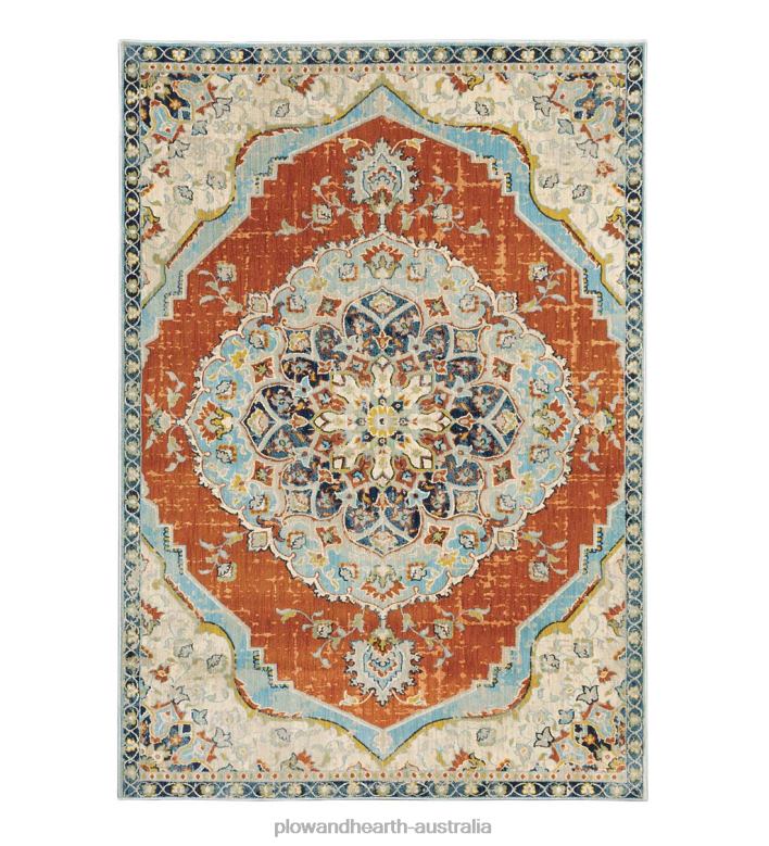 Plow & Hearth Silver City Medallion Polypropylene Rug P22BD1881 Rugs & Mats