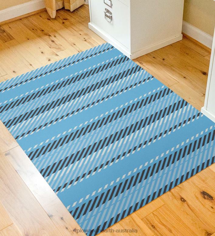 Plow & Hearth Striped Chair Mat - Blue P22BD1834 Rugs & Mats