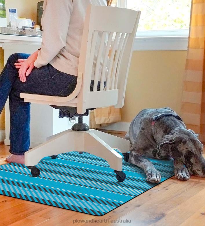 Plow & Hearth Striped Chair Mat - Blue P22BD1834 Rugs & Mats