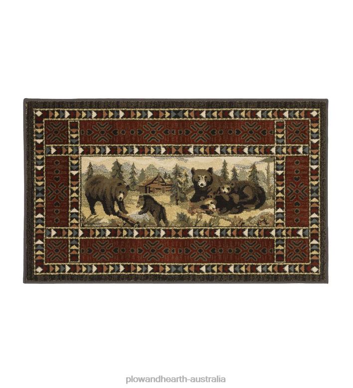 Plow & Hearth Vista Bears at Cabin Rug, 30x 50P22BD1822 Rugs & Mats