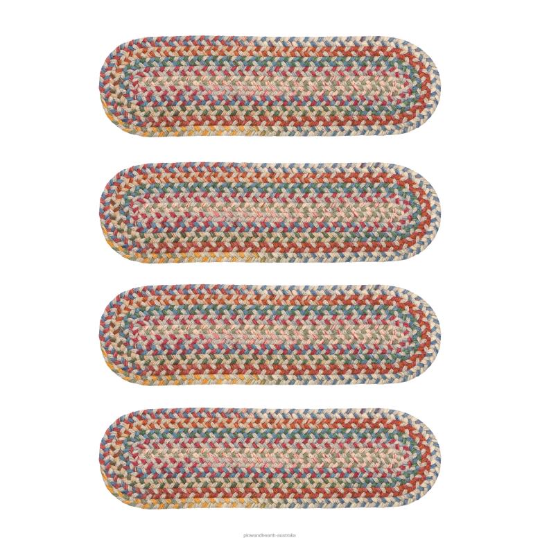 Plow & Hearth Blue Ridge Wool Oval Braided Stair Treads, Set of 4 - Walnut P22BD1907 Rugs & Mats