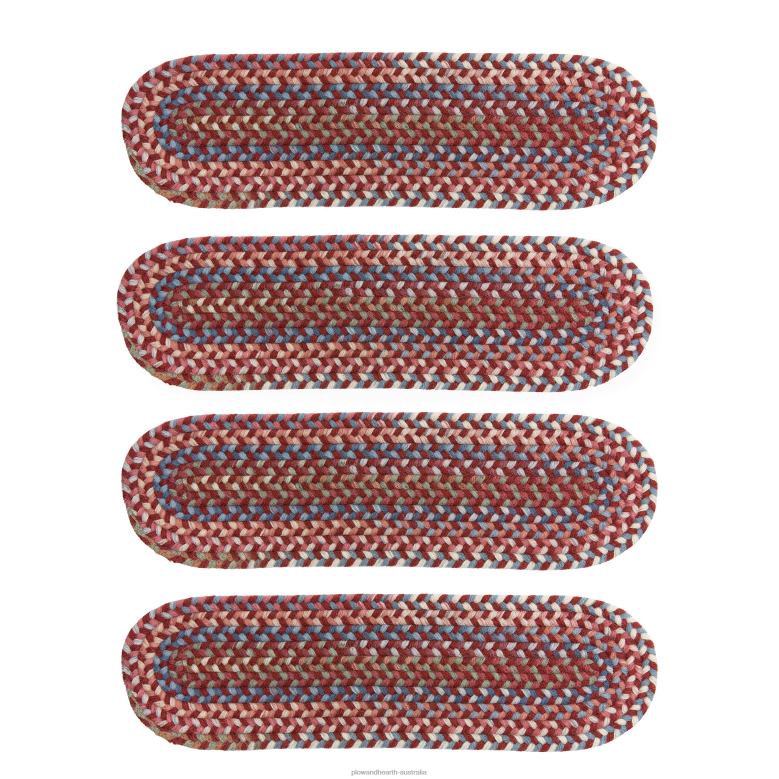Plow & Hearth Blue Ridge Wool Oval Braided Stair Treads, Set of 4 - Walnut P22BD1907 Rugs & Mats