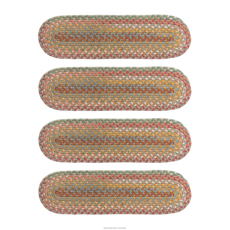 Plow & Hearth Blue Ridge Wool Oval Braided Stair Treads, Set of 4 - Walnut P22BD1907 Rugs & Mats