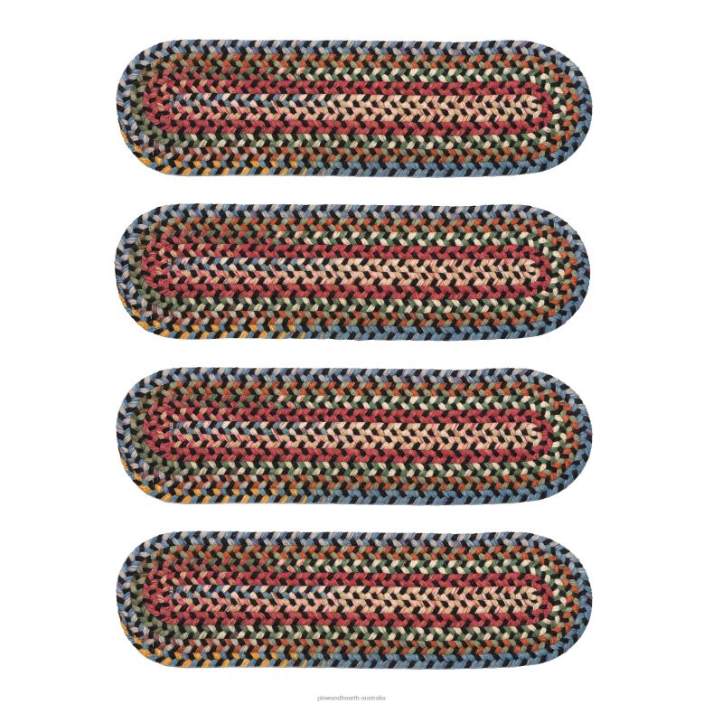 Plow & Hearth Blue Ridge Wool Oval Braided Stair Treads, Set of 4 - Walnut P22BD1907 Rugs & Mats