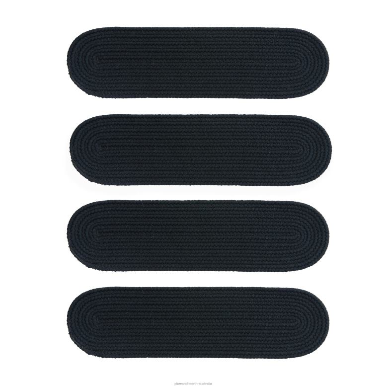 Plow & Hearth Blue Ridge Wool Oval Braided Stair Treads, Set of 4 - Walnut P22BD1907 Rugs & Mats