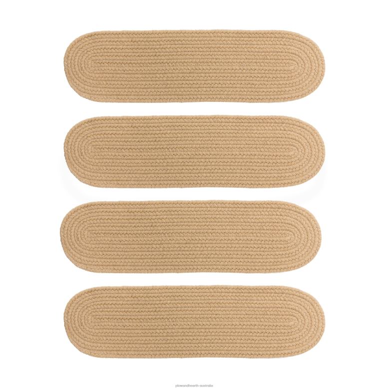 Plow & Hearth Blue Ridge Wool Oval Braided Stair Treads, Set of 4 - Walnut P22BD1907 Rugs & Mats