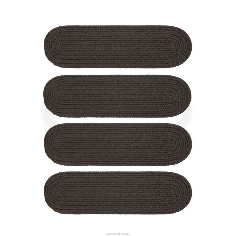 Plow & Hearth Indoor/Outdoor Braided Polypro Roanoke Stair Treads, Set of 4 - Solid Ember P22BD1909 Rugs & Mats