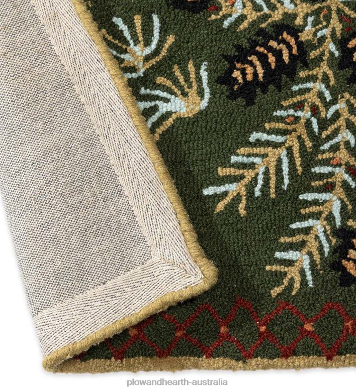 Plow & Hearth Pine Cone Hand-Hooked Wool Rug P22BD1747 Rugs & Mats