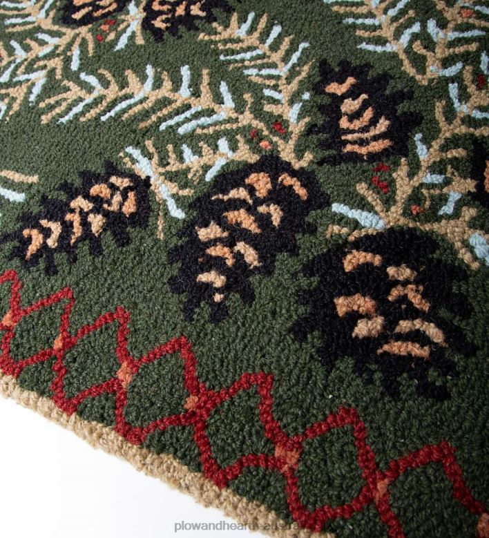 Plow & Hearth Pine Cone Hand-Hooked Wool Rug P22BD1747 Rugs & Mats