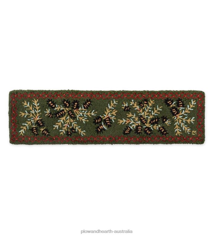 Plow & Hearth Pine Cone Hand-Hooked Wool Runner, 1' x 4' P22BD1749 Rugs & Mats