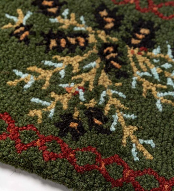 Plow & Hearth Pine Cone Hand-Hooked Wool Runner, 1' x 4' P22BD1749 Rugs & Mats