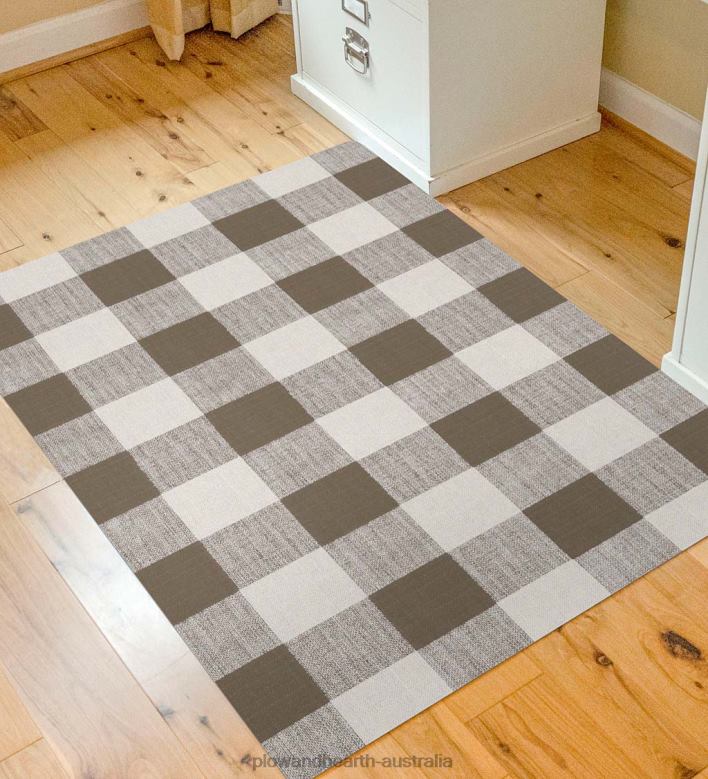 Plow & Hearth Buffalo Plaid Chair Mat - Brown P22BD1924 Rugs & Mats