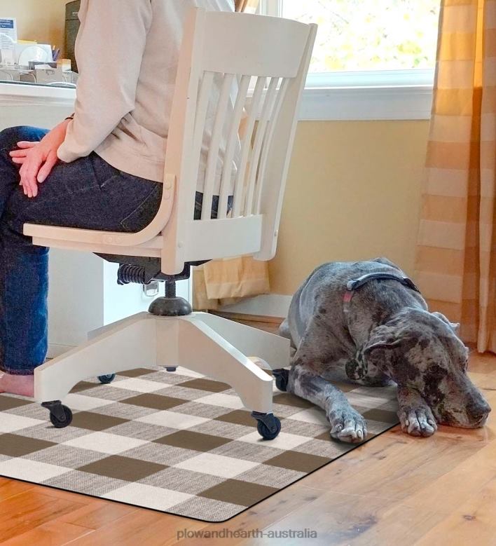 Plow & Hearth Buffalo Plaid Chair Mat - Brown P22BD1924 Rugs & Mats