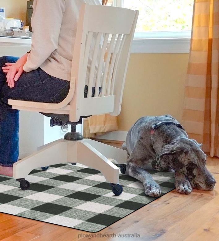 Plow & Hearth Buffalo Plaid Chair Mat - Brown P22BD1924 Rugs & Mats