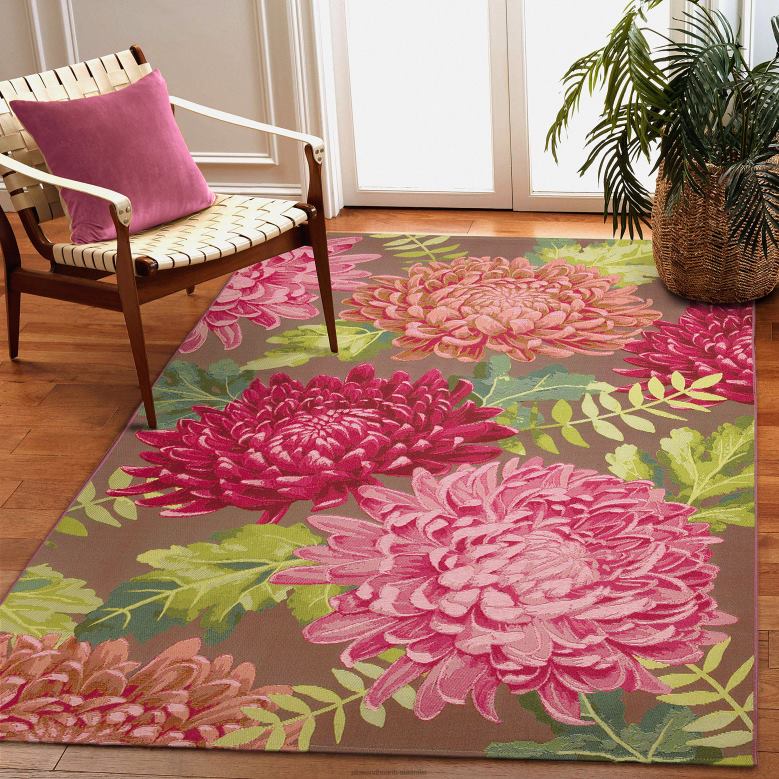 Plow & Hearth Indoor/Outdoor Chrysanthemum Polypropylene Rug P22BD714 Rugs & Mats