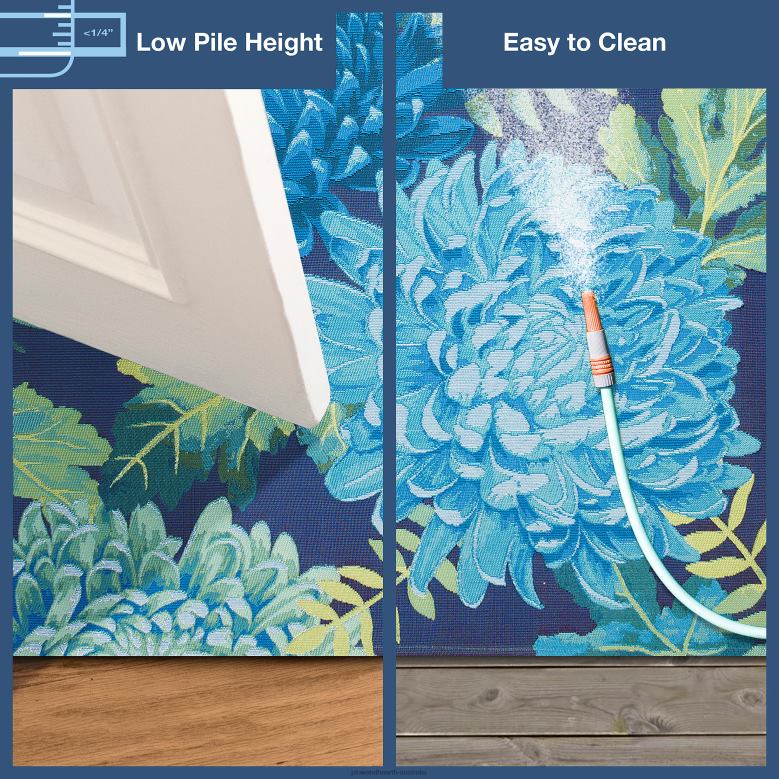 Plow & Hearth Indoor/Outdoor Chrysanthemum Polypropylene Rug P22BD714 Rugs & Mats