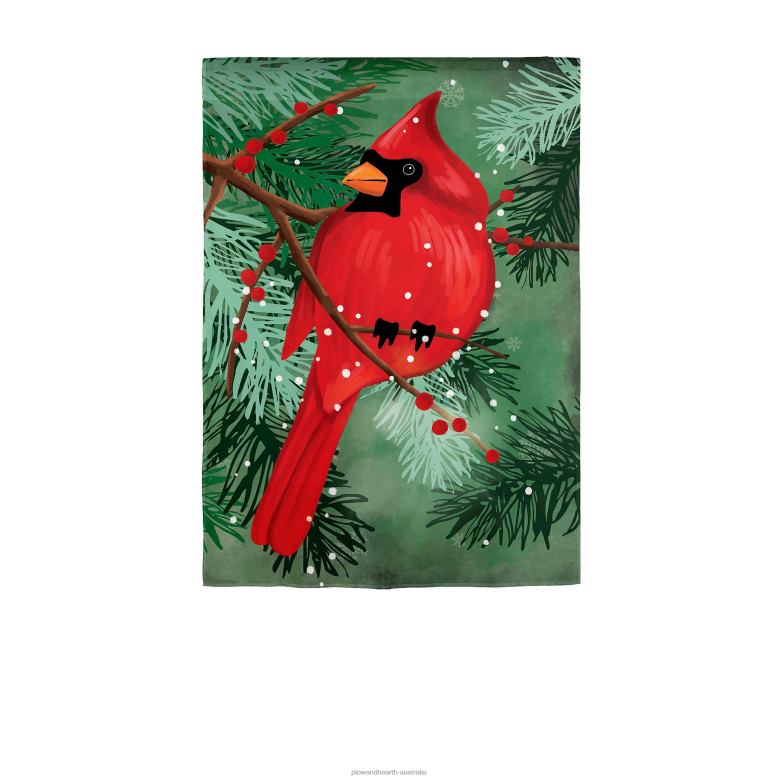 Plow & Hearth Cardinal in Pines Applique Garden Flag P22BD525 Seasonal & Gifts