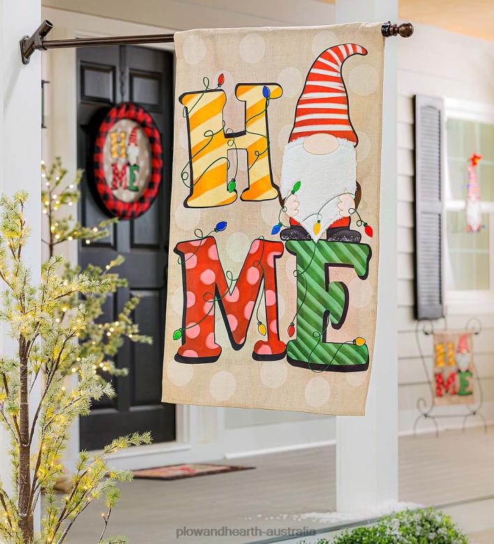 Plow & Hearth Home Gnome Burlap House Flag P22BD533 Seasonal & Gifts