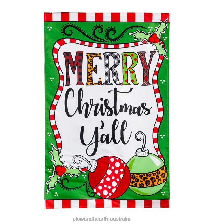 Plow & Hearth Merry Christmas Y'all Applique House Flag P22BD532 Seasonal & Gifts