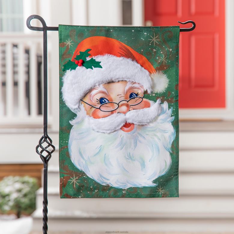 Plow & Hearth Merry Santa Garden Flag and Sassafras Mat Bundle Set P22BD526 Seasonal & Gifts