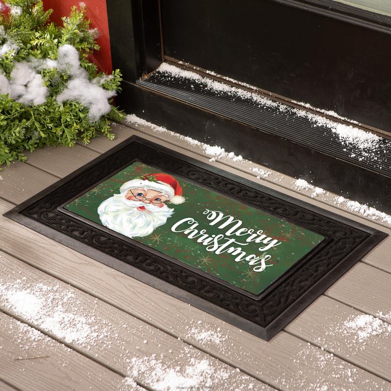 Plow & Hearth Merry Santa Garden Flag and Sassafras Mat Bundle Set P22BD526 Seasonal & Gifts