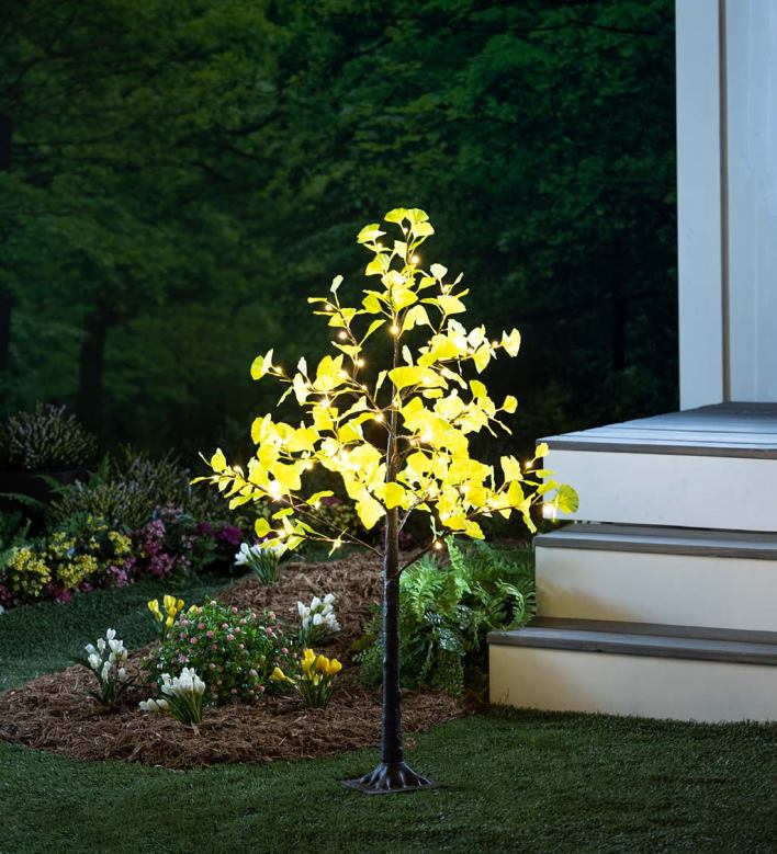 Plow & Hearth 4'H Indoor/Outdoor Electric Lighted Green Ginkgo Tree P22BD3213 Seasonal & Gifts