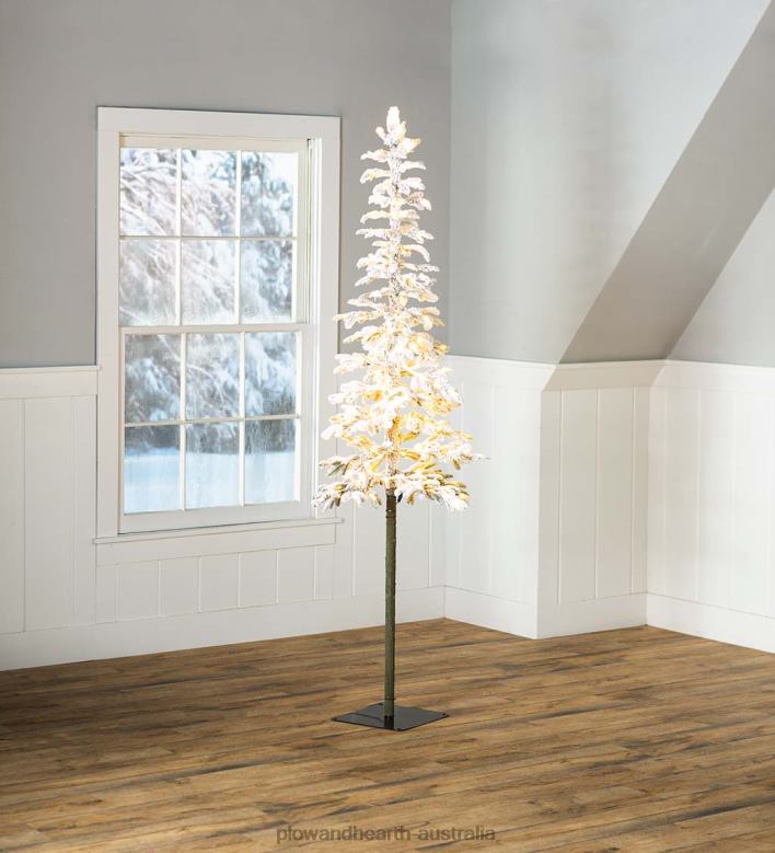 Plow & Hearth 6' Monte Rosa Flocked Alpine Fir Christmas Tree with 150 Warm White LEDs P22BD3232 Seasonal & Gifts